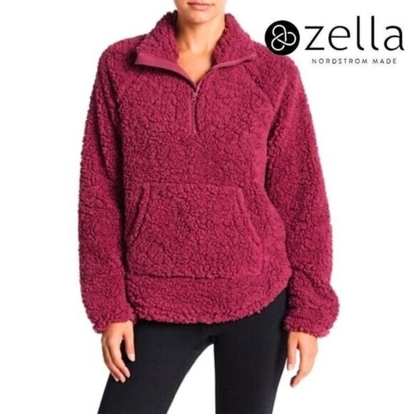 Z by Zella Women's Faux Shearling Half‎ Zip Pullover Sweatshirt NWT - Picture 1 of 7
